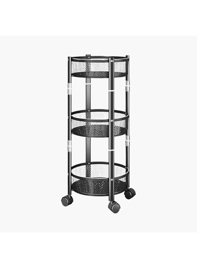 Home Box 3-Tier Black Rolling Trolley for Home - Image 1